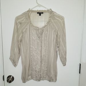 Express - Cream & Gold Strip Sheer Blouse.